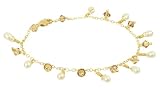 319KRY3z6ML. SL160  Gold Plated Sterling Silver 7.5 Chain Bracelet with White Freshwater Cultured Rice Pearl and Crystallized Swarovski Elements Bicone Light Colorado Topaz Color Drops