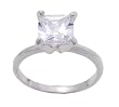 SilverBin Sterling Silver Engagement Style Polished Square CZ Ring