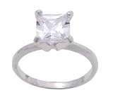 SilverBin Sterling Silver Engagement Style Polished Square CZ Ring
