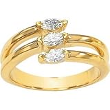 Glamorous! Women's 14k Yellow-gold (3/8 CT TW) 3-Stone Moissanite Ring