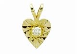 Ladies 0.04ct Diamond Heart Pendant with Fancy Finish