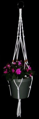 Macrame Plant Hanger Ivory, New, Hand Made,with 16mm Wood Beads, 38-40 Inches