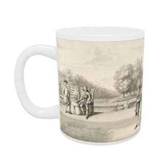 Figures on the bank of the Long Water, Hampton Court Palace (grey wash with pen & ink over pencil on paper) by Bernard III Lens - Mug - Standard Size