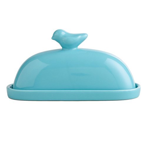 Whimsical Turquoise Blue Bird Ceramic Butter Dish and Lid Cover eBay