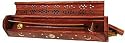 Wooden Coffin Incense Burner - Sun and Moon Inlays - Storage Compartment