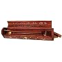 Wooden Coffin Incense Burner - Sun and Moon Inlays - Storage Compartment