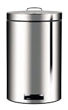 Brabantia Pedal Bin Brilliant Steel 20 litre with Food Trap Plastic Bucket