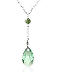 Sterling Silver Genuine Swarovski Crystallized Elements Teardrop and Crystal Fireball Drop Necklace, 18"
