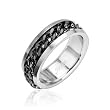 316L Stainless Steel Ring with Spinning Center Black Chain - Size: 9-15