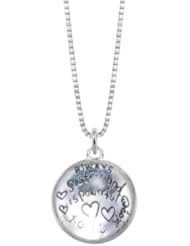 Sterling Silver Round Pendant Necklace with Cabochon Crystal Overlay