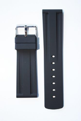 Black Panerai Style Heavy Rubber 20mm with Heavy S/S Buckle By Toscana