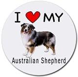 I Love My Australian Shepherd Dog Round Mouse Pad