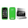 Neon Green Soft Silicone Gel Skin Cover Case + LCD Screen Protector for HTC Imagio