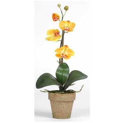 Nearly Natural 4065-YL Potted Phalaenopsis Silk Orchid Plant Yellow