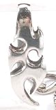 SPIKE FLAMES Silver Tone PEWTER Pocket Clip Ring KEY CHAIN