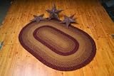 IHF Star N Stripe Braided 5 x 8 Oval burgundy Area Rug