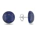 Sterling Silver Round Cabochon Lapis Lazuli Stud Earrings