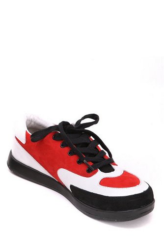 Onmyodo Ashioto Red Black And White Lace-Up Sneakers product image
