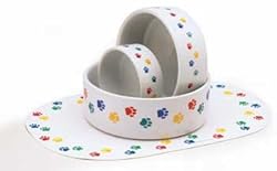 Ethical 7-1/2-Inch Paw Print White Stoneware Dish