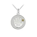 Sterling Silver Citrine November Birthstone Handprint Pendant, 18"