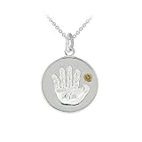 319LSXbhu9L. SL160  Sterling Silver Citrine November Birthstone Handprint Pendant 18