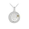 Sterling Silver Citrine November Birthstone Handprint Pendant, 18"