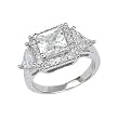 Rhodium Sterling Silver Ring with Cubic Zirconia - Size 6,8,9