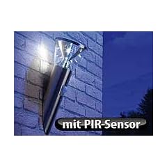 Lunartec Solar-LED-Wandlampe aus Edelstahl mit PIR-Sensor