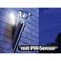 Lunartec Solar-LED-Wandlampe aus Edelstahl mit PIR-Sensor