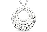 Sterling Silver Black and White Swarovski Crystal Pendant w/Chain