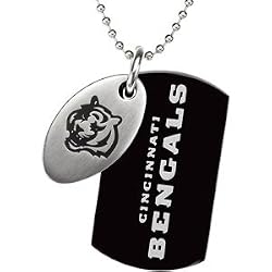 Stainless Steel Cincinnati Bengals Logo Double Dog Tag Necklace