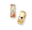 14K Tri-Color Gold Reversible Huggy Earrings - 0.50"