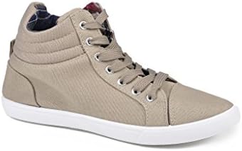 Twisted Women's Lane Lace-Up Mid- Top Fashion Sneakers with Printed Lining- TAUPE, Size 8