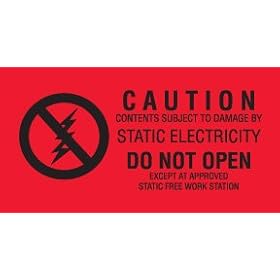 3" x 1 1/2" "Caution Contents Subject To�Damage by Static Electricity" Label (DL9150) Category: Shipping Labels and Tags