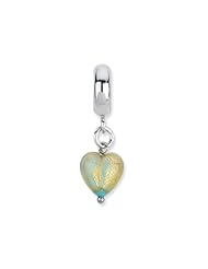 Sterling Silver Sea Foam Heart Italian Murano Dangle Charm
