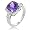 White Gold Bonded Silver Amethyst Fashion Ring