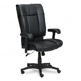 High-Back Executive Leather Chair with Adjustable Arm Rests - Black