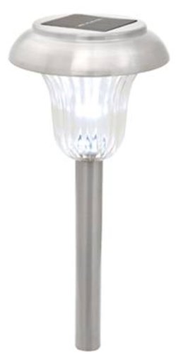 Moonrays 91661 Geneva Style Lamp Solar Powered Metal Path Light, 4 Pack, Pewter