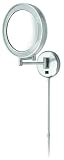 Polished Steel Lighted Shaving Swing Arm Wall Mirror