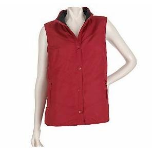 Denim & Co Reversible Snap Front Quilted and Fleece Vest (Small 6 8, Red)