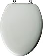 Mayfair 144CP 000 Molded Wood Toilet Seat with Chrome Hinges, STA-TITE Seat Fastening System, Elongated, White