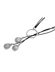 925 Sterling Silver Tear-Drop Lariat Pendant Necklace with CZ Stones