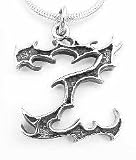 GOTHIC Letter Initial Z Sterling Silver Charm Pendant