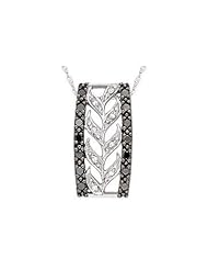 1/3 Carat Black and White Diamond 14K White Gold Pendant w/Chain