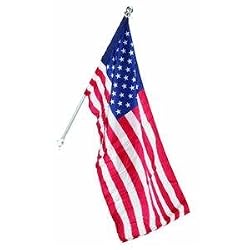 Valley Forge Flag Kit, includes  30-Inch x 50-Inch Dyed Nylon United States Flag with Brushed Aluminum Pole, and 2 Position  Power Coated Aluminum  Bracket