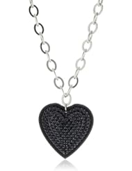 Tarina Tarantino "Classic" Black and Silver Over-Sized Heart Pendant Necklace