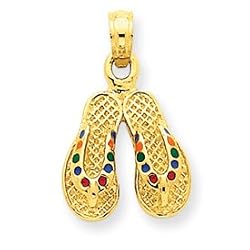 14k Rainbow Enameled Flip Flops Pendant