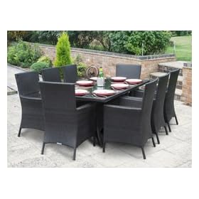 Oxford 8 Seat Rectangular All Weather Dining Set in Black. **ORDER NOW FOR DELIVERY WEEK COMMENCING 27TH SEPTEMBER**