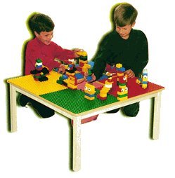 DUPLO COMPATIBLE PRESCHOOL PLAY TABLE WITH SOLID OAK WOOD LEGS AND FRAME 32