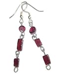 Garnet Earrings 02 Dangle Circle Cube Red Gemstone Crystal Healing 2